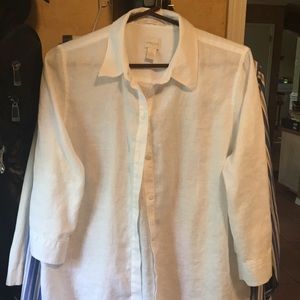 Chico”s Ladies white linen shirt size L/12